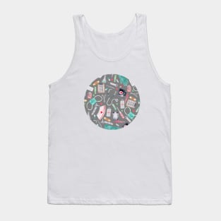 Medical Pattern | Doctor | Nurse | Watercolor | Grey Texture Tank Top